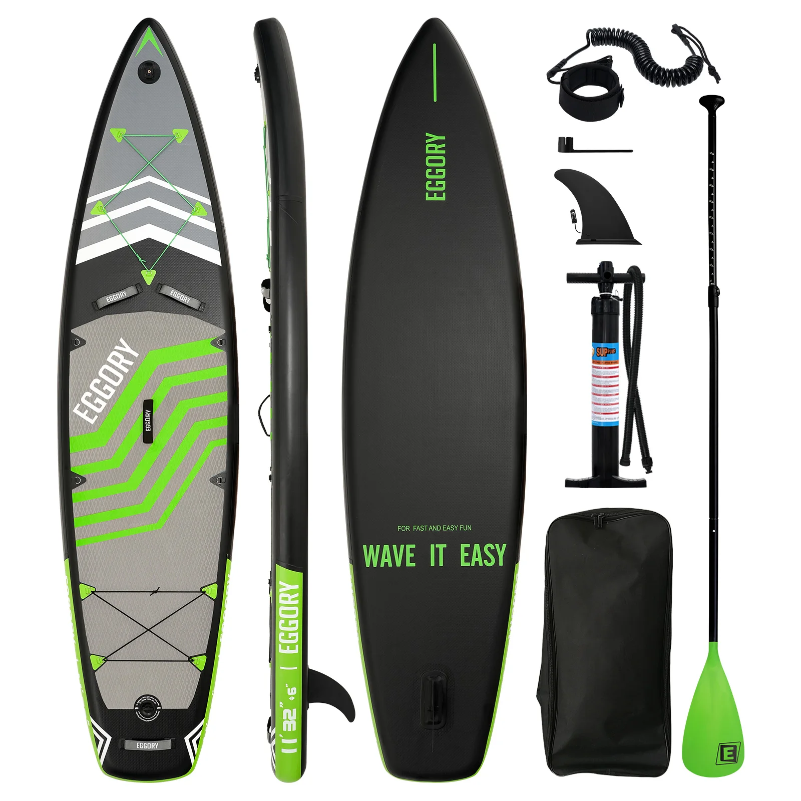 SUP Outdoor Water Station Board, fluoreszierendes grünes, tragbares, aufblasbares Paddle-Board, 335 x 81 x 15 cm, geeignet für Wasser-Yoga, Fitness, Angeln und Familienreisen. Wird mit einem