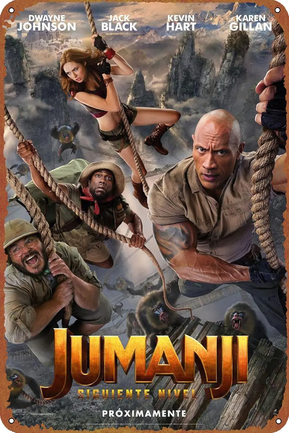 Jumanji: The Next Level Movie Poster Metal Signs Vintage Bar Bathroom Kitchen Man Cave Garden Club Gift 12x8inch