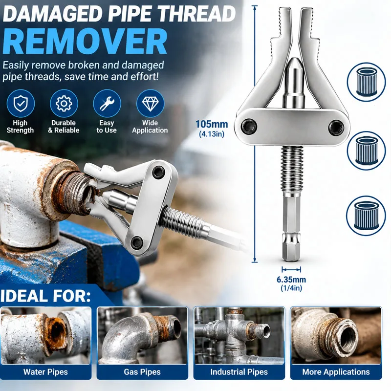 4 minutes, 6 minutes, and 1 inch water pipe break wire extractor electric drill pipe damaged thread disassembly and repair tool