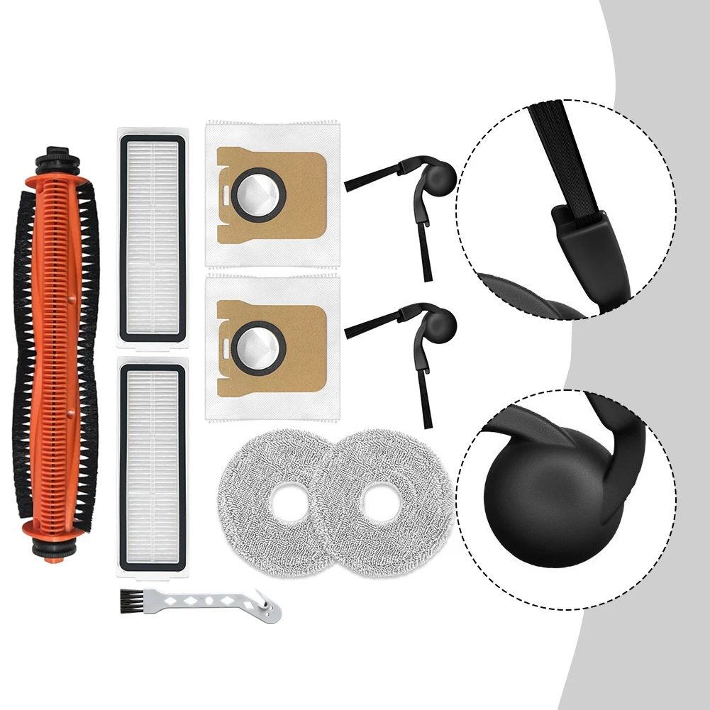 10PCS Replacement Parts for Xiaomi 5 Pro OV21CN Robot Vacuum, Main Brush, Side Brushes, Dust Bags, Mop Pads, Filters