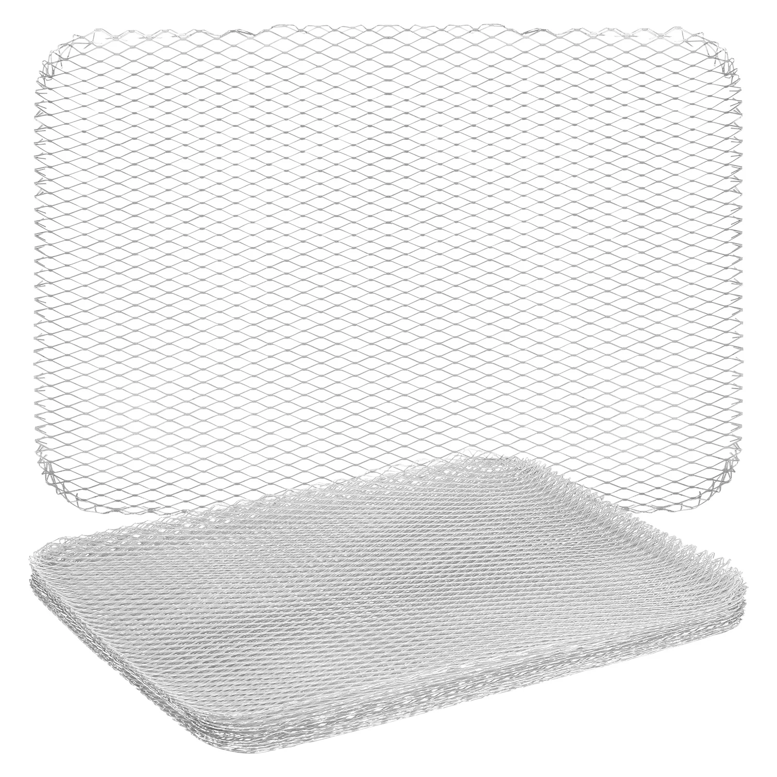 

10 Pcs Disposable Grill Barbecue Pad Tool Top Hat 388X305X02CM Aluminum Mesh Mats Outdoor BBQ Grilling Silver Man