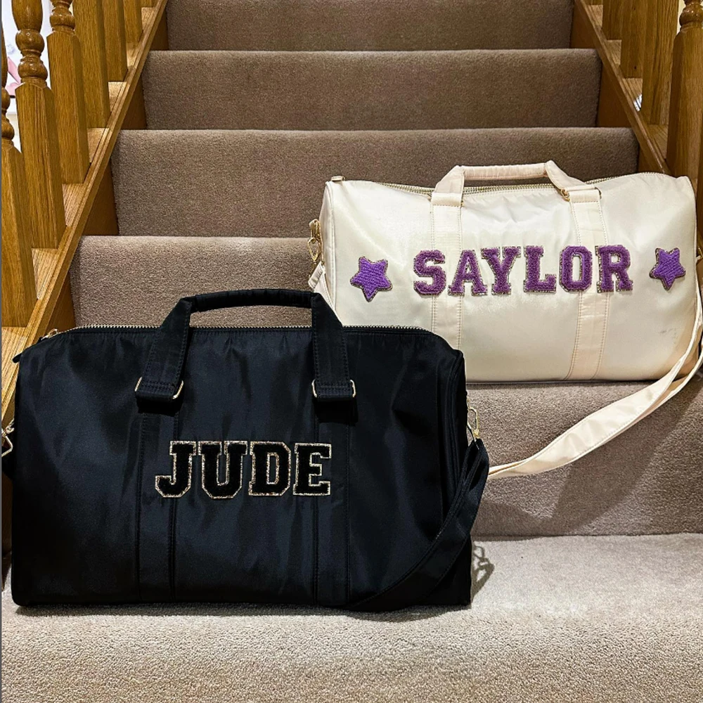 

High Quality Bridesmaid Gift Solid Color Women Overnight Weekender Bag Waterproof Nylon Travel Bag Bride Duffel Bag