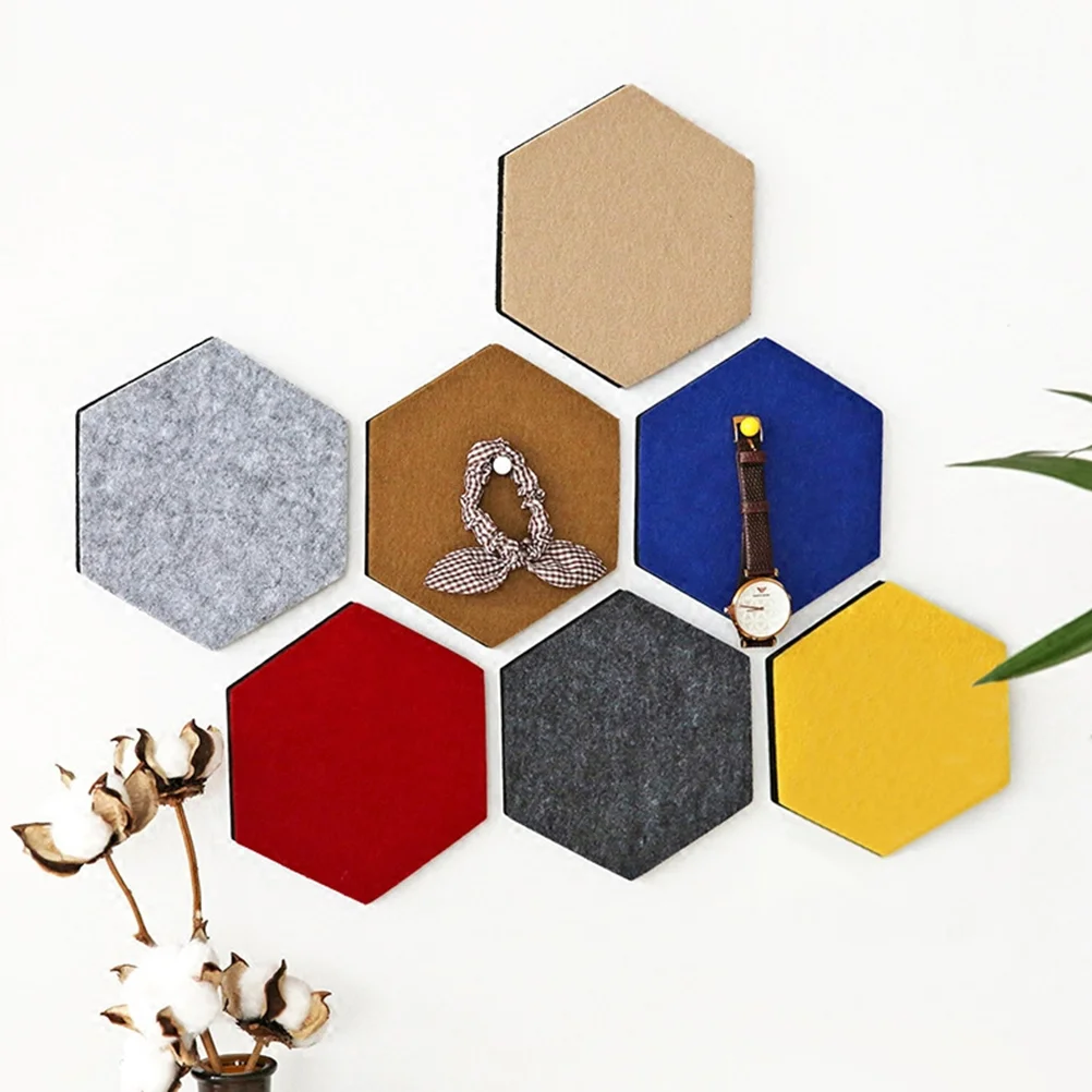 10Pcs 다채로운 육각형 펠트 보드 벽 패널 스티커 게시판 홈 오피스 키 홀더 메모 디스플레이 타일 장식