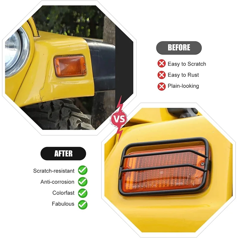 

Car Front Turn Signal Light Guards Cover For Jeep Wrangler TJ 1997-2006 Side Eyebrow Lights Guards Accessories-ABQF
