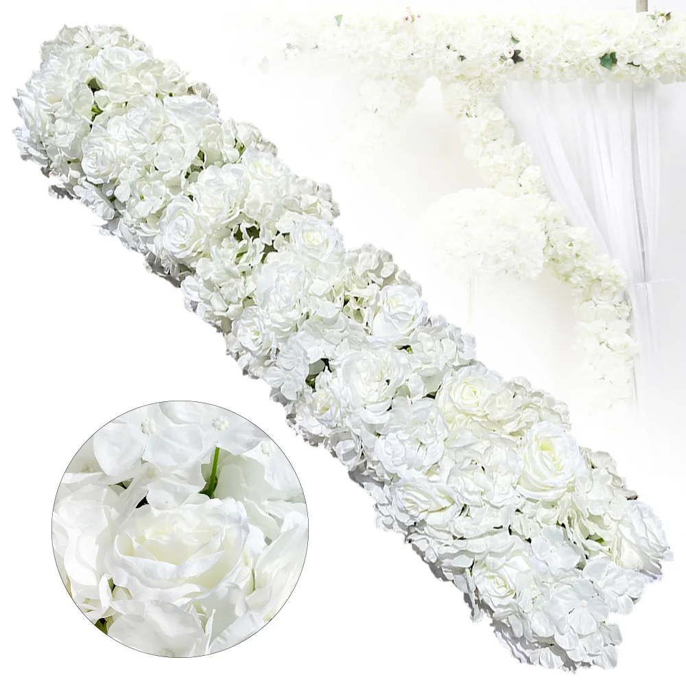 1M Artificial Flower Panel Arrangement Wall Runner Rose Panel DIY for  Wedding Party Birthday Decor