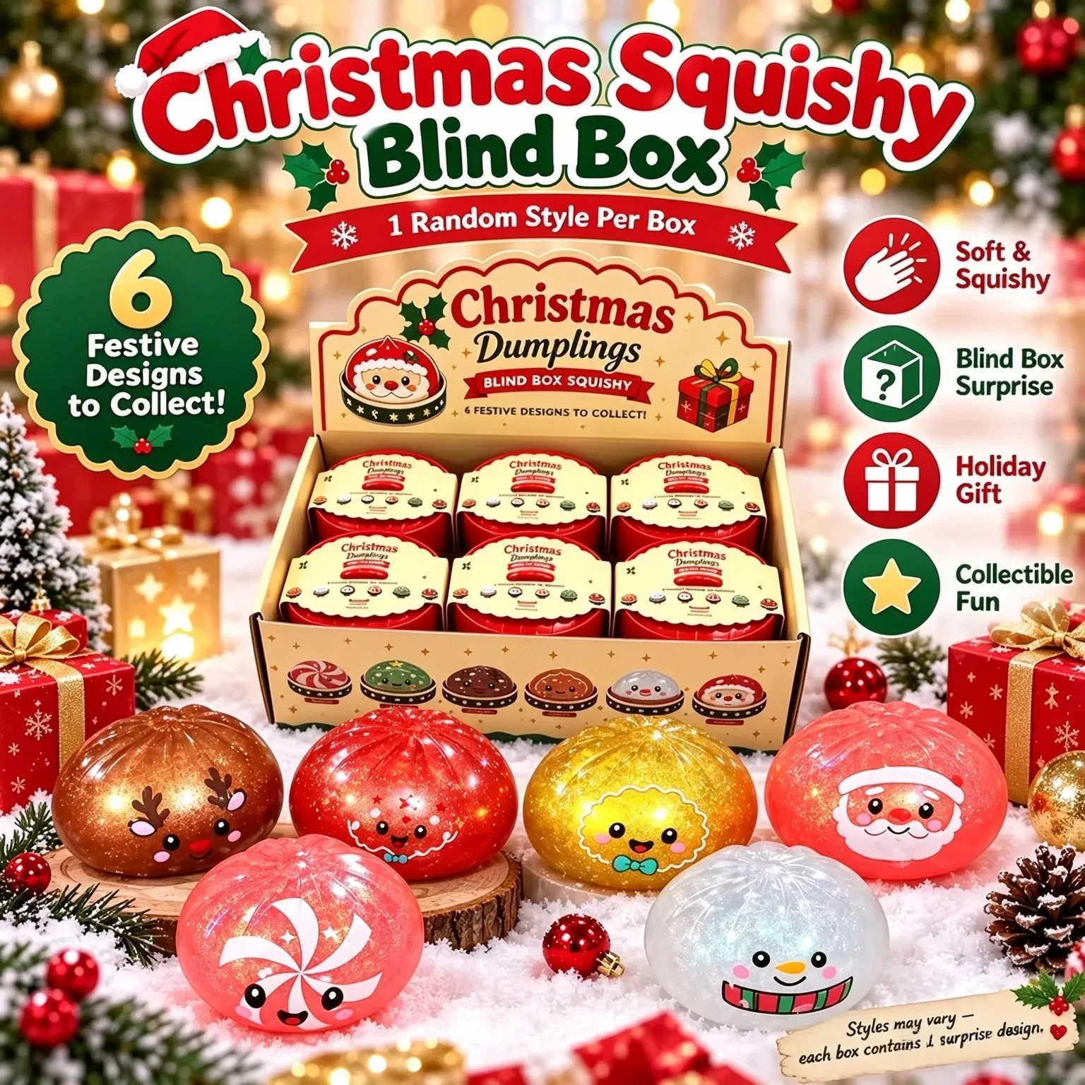 Hot New Santa Claus Elk Dumplings Snowman Shape Stress Relief Squeeze Toys Christmas Party Favor Toys Gifts For Adults