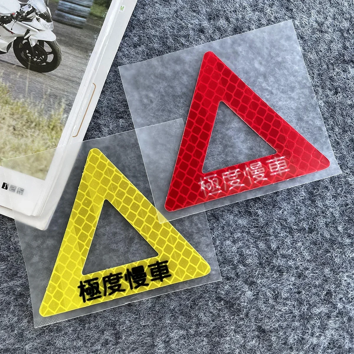 JDM SPEEDHUNTERS Strongly Reflective Triangle Safety Warning Stickers Decor Motorcycle Scooter Body Helmet Accessories Decal