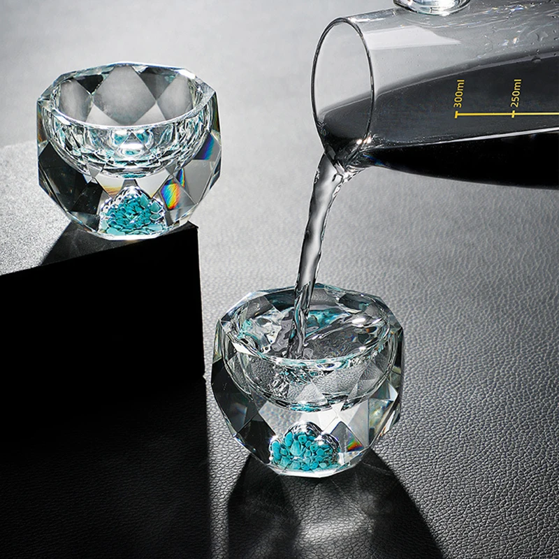 4pcs 50ml Crystal Faceted Liquor Glasses Set Vodka Whiskey Spirits Glasses Turquoise / Golden Wine Cup Soju Brandy Bar Utensils