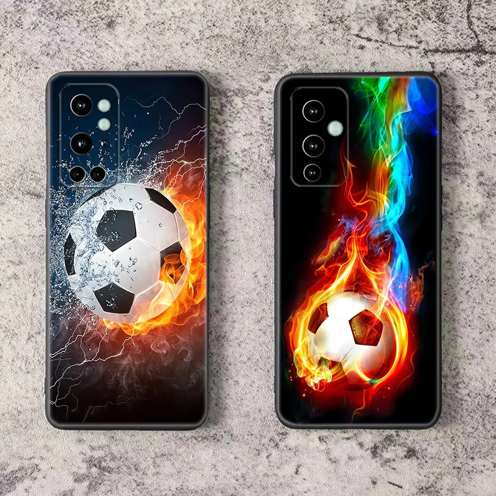 Fundas Phone Case for OnePlus Z 7 7T 8 8T 9 9R 9TR 10 Nord 2 CE N200 N100 N10 Pro 5G TPU Cases Coques Fire Football Soccer Ball