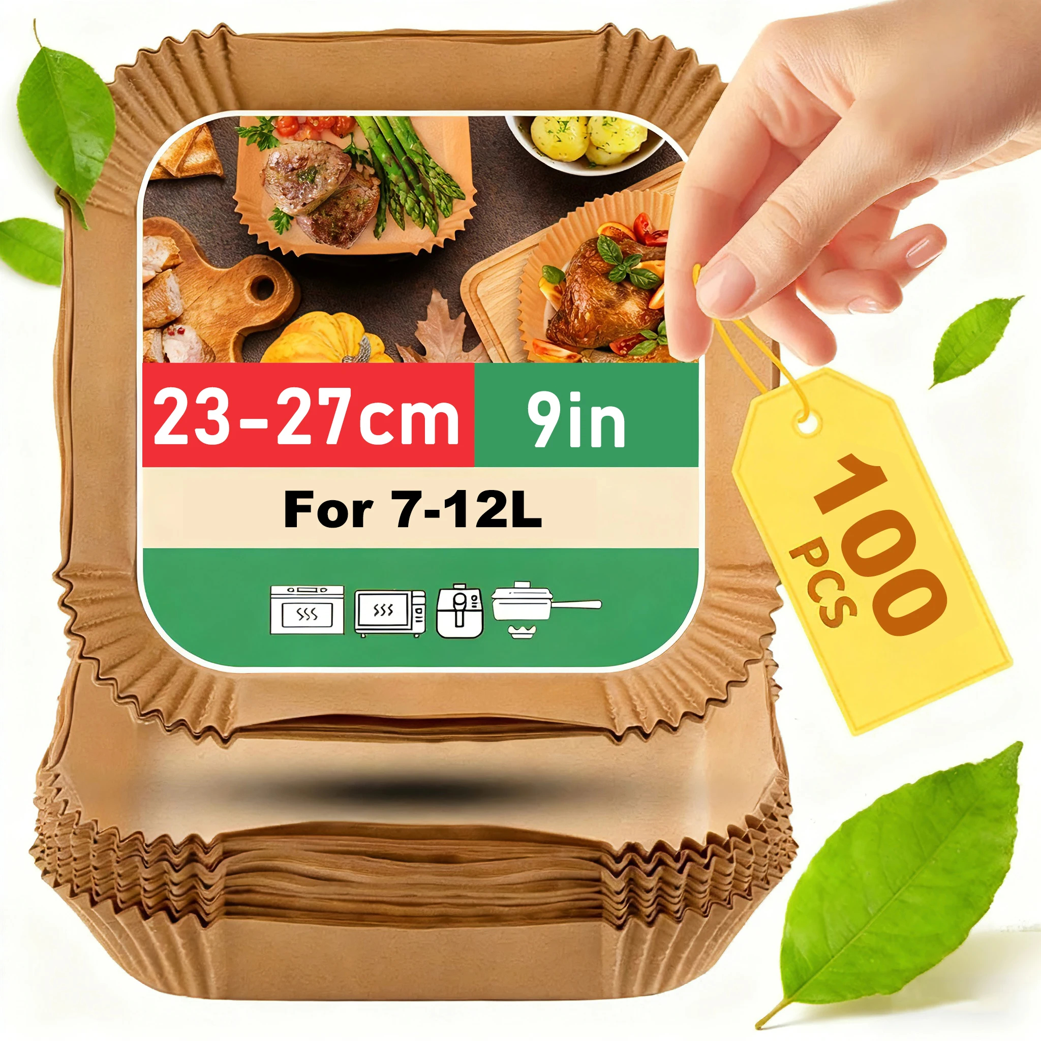 Air Fryer Baking Paper 25/50/100/150pcs for 4.5-8L/7-12L Baskets 16/20/23cm XXL Square Air Fryer Accessories for Ninja, Cosori,