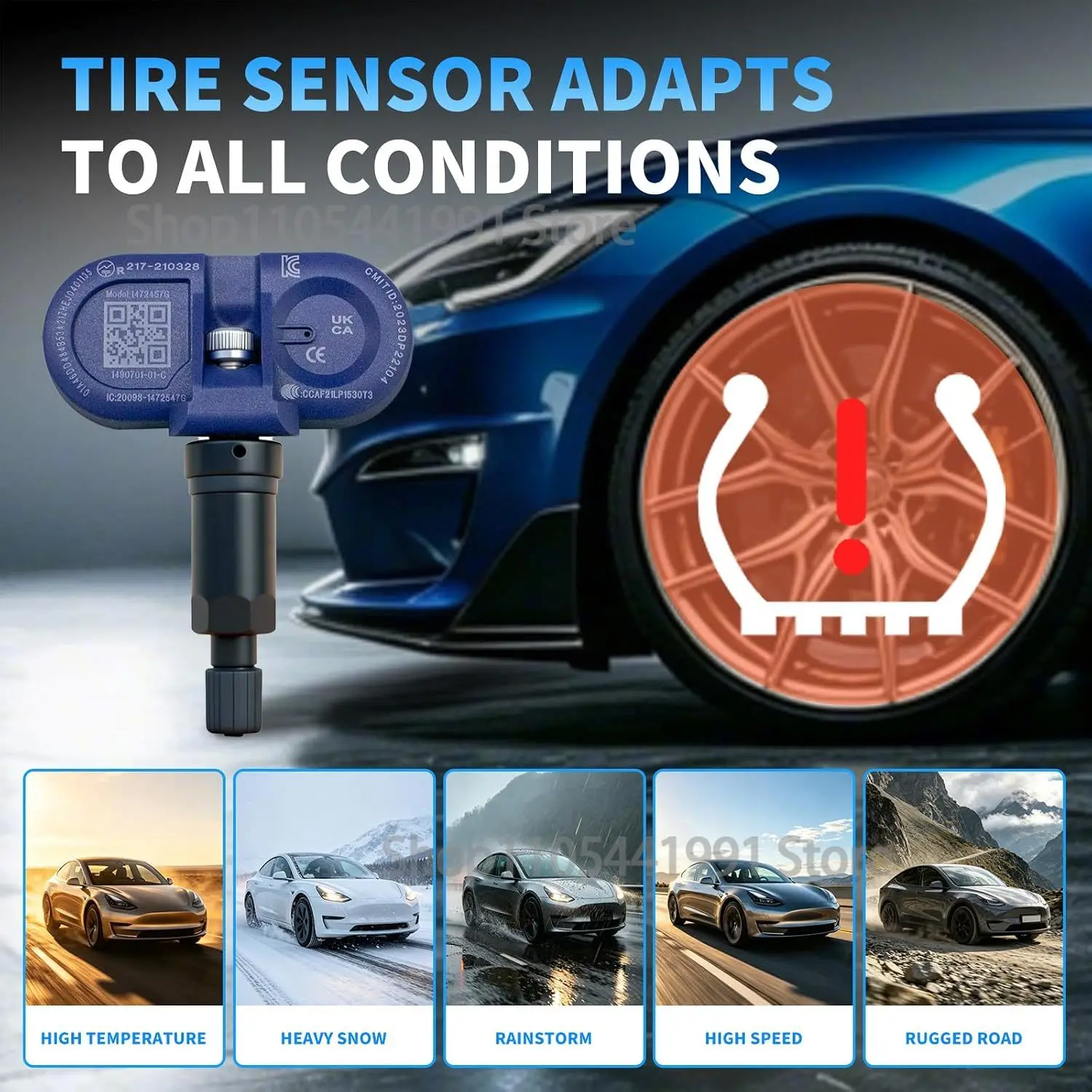 4PCS Bluetooth TPMS Sensor for Tesla Model 3, Y, S, X 2021-2024 Plug & Play Tire Pressure Monitor Sensor, No Programming Needed