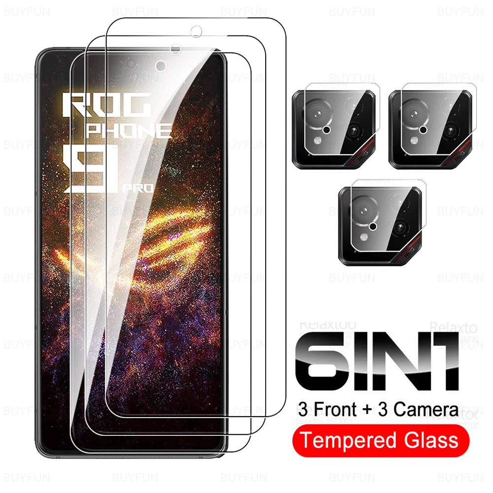 6 in 1 For Asus ROG Phone 9 Pro Tempered Glass Full Cover Screen Protector ROGPhone9 Phone9 Pro Phone Lens Film ROGPhone 9Pro 5G