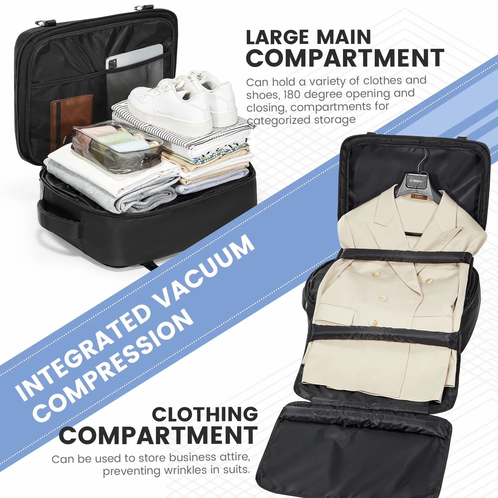 فراغ ضغط حقيبة السفر الطائرات المقصورة على ظهره، الرجال حقيبة العمل الأعمال اليد الأمتعة الكمبيوتر المحمول على ظهره حقيبة التخزين فراغ