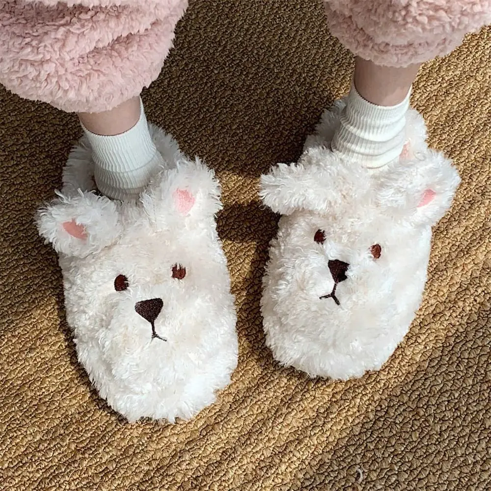 

Houseshoes Winter Plush Dog Slippers Thicken Warm Anti-slip Cartoon Furry Slippers Thick Soled Cute Home Cotton Shoes Indoor