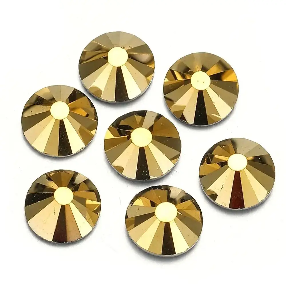 AURU New Gold hematite Non Hotfix Flatback Glue On Glass Rhinestones Gem Decorations For Clothes Decoration