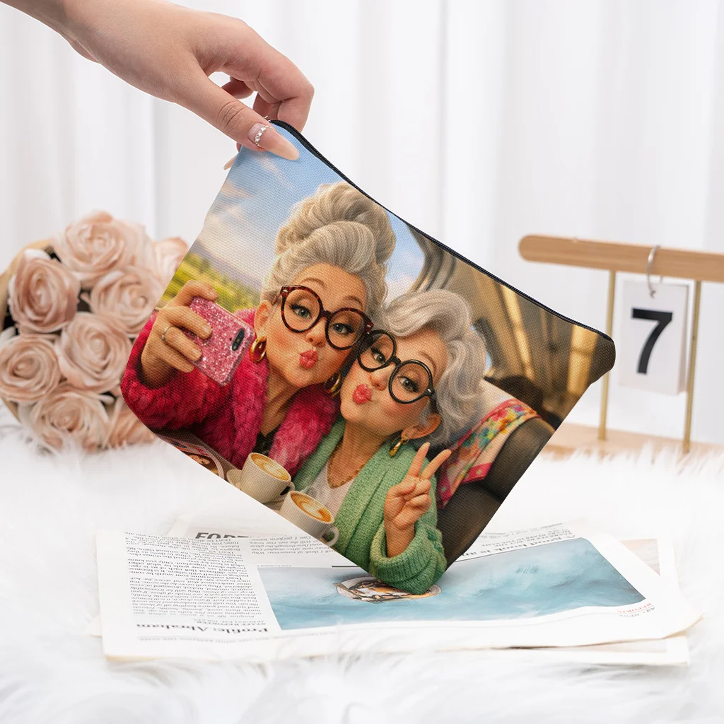 A Makeup Bag, Convenient And Foldable for Seniors to Take Selfies And Drink, Travel Toiletry Bag with a Zipper Closure