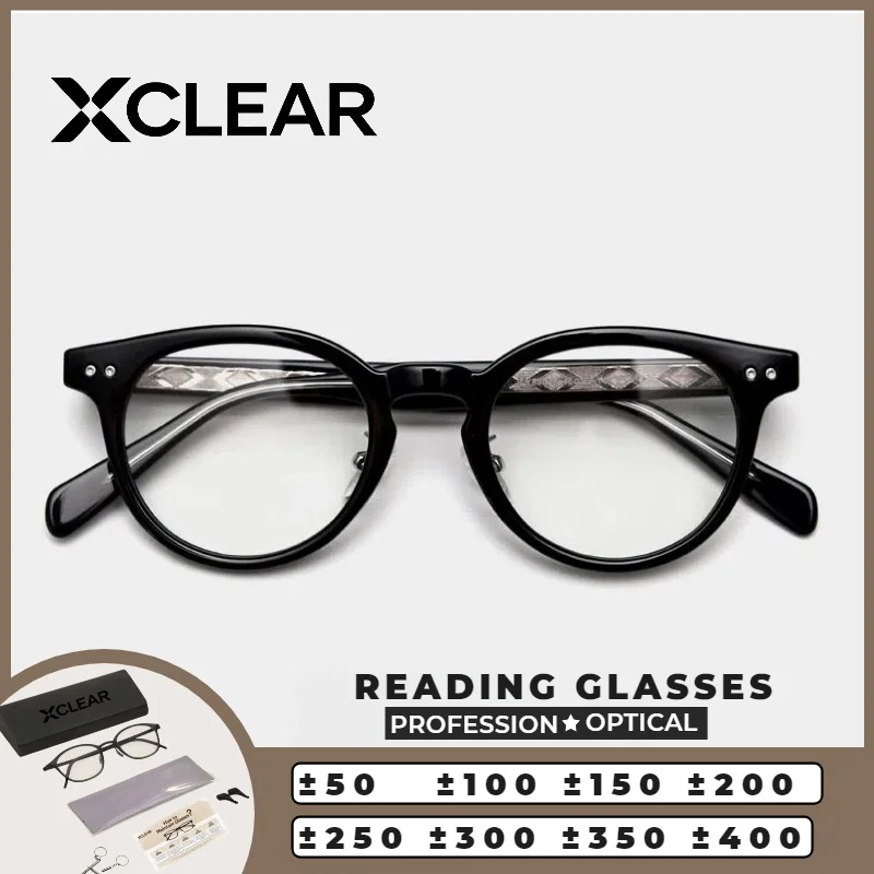 

XCLEAR Optical Anti Blue Ray Myopia Progressive Prescription Eyeglasses Vintage Round Unisex Comfortable Reading Glasses