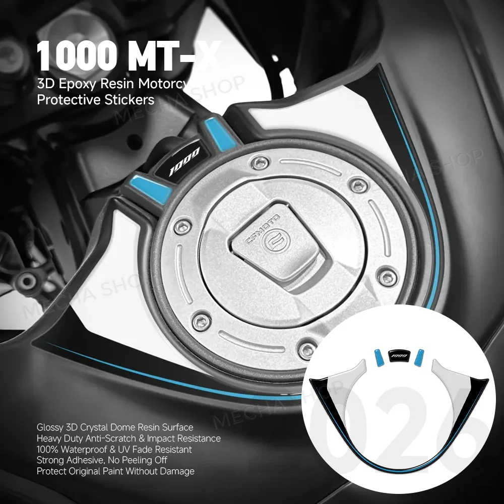 For CFMoto 1000 MT-X 2026 Gas Cap Upper Protection 3D Sticker