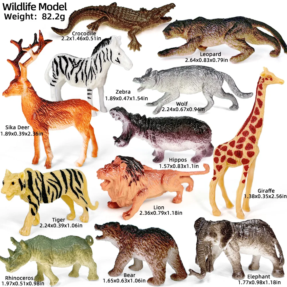 12 قطعة صغيرة البرية الغابة حديقة الحيوان نماذج للحيوانات الفيل الزرافة النمر الباندا الأسد أرقام جمع لعبة تعليمية للطفل هدية #4