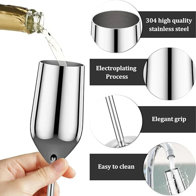 New Stainless steel wine glasses unbreakable metal cocktail glasses 220ml for drinking cocktails and wine in the at bar Cup