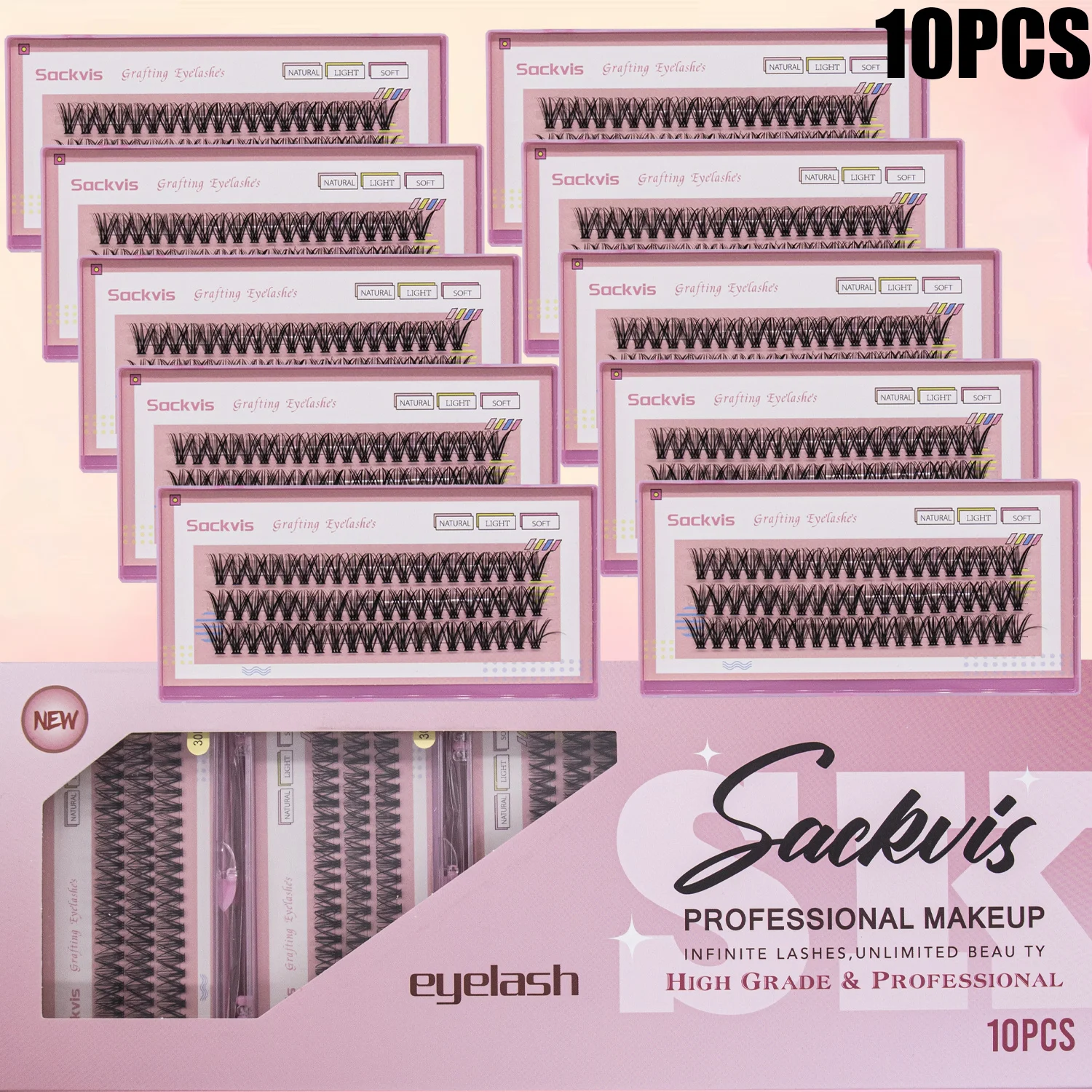 

Sackvis Lashes 10 коробок/лот кластерные ресницы 3 ряда 30D пучки натуральный стиль отдельные ресницы поставщик ручной работы 9-13 мм