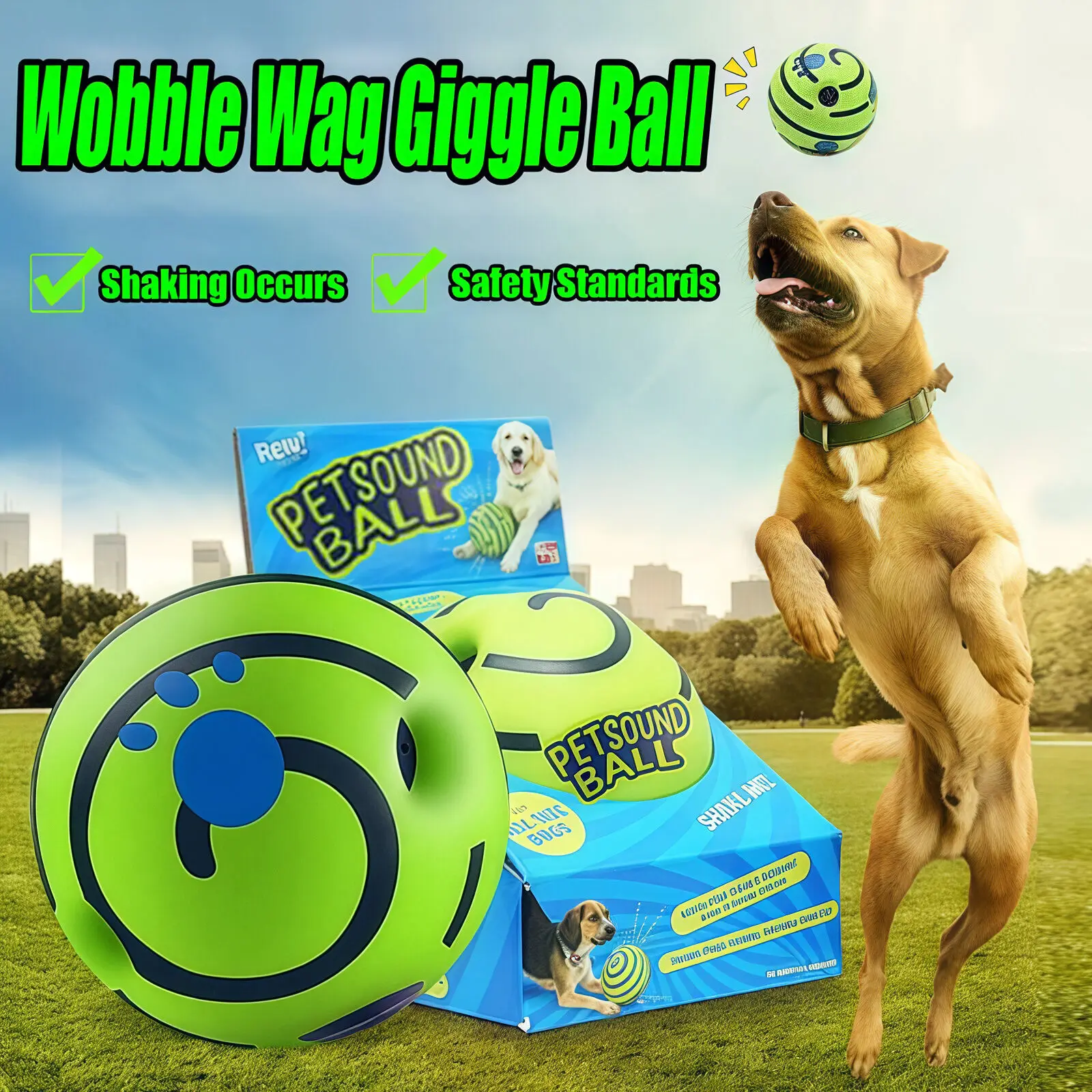 Jouet pour chien Wobble Wag Giggle Glow Ball, jouet interactif pour chien, son amusant, bruit de rire lorsqu'il est roulé ou secoué, pour le plaisir des chiens
