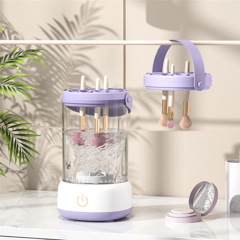 B07B-Portable Electric 3 In 1 Makeup Brush Cleaning Machine Dryer Automatic USB Cosmetic Brush Cleaner Tool