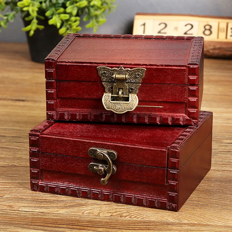 Vintage Wooden Storage Box With Lock Trinket Jewelry Storage Case For Jewelry Gift Storage Box And Home Decor