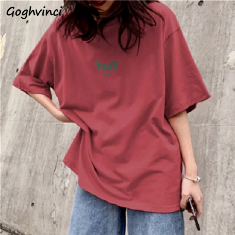 T-shirts Women Rosy Basic Style Letter Printed 2XL All-match Fashion Students Loose Girl Summer New Hot Sale Streetwear Design