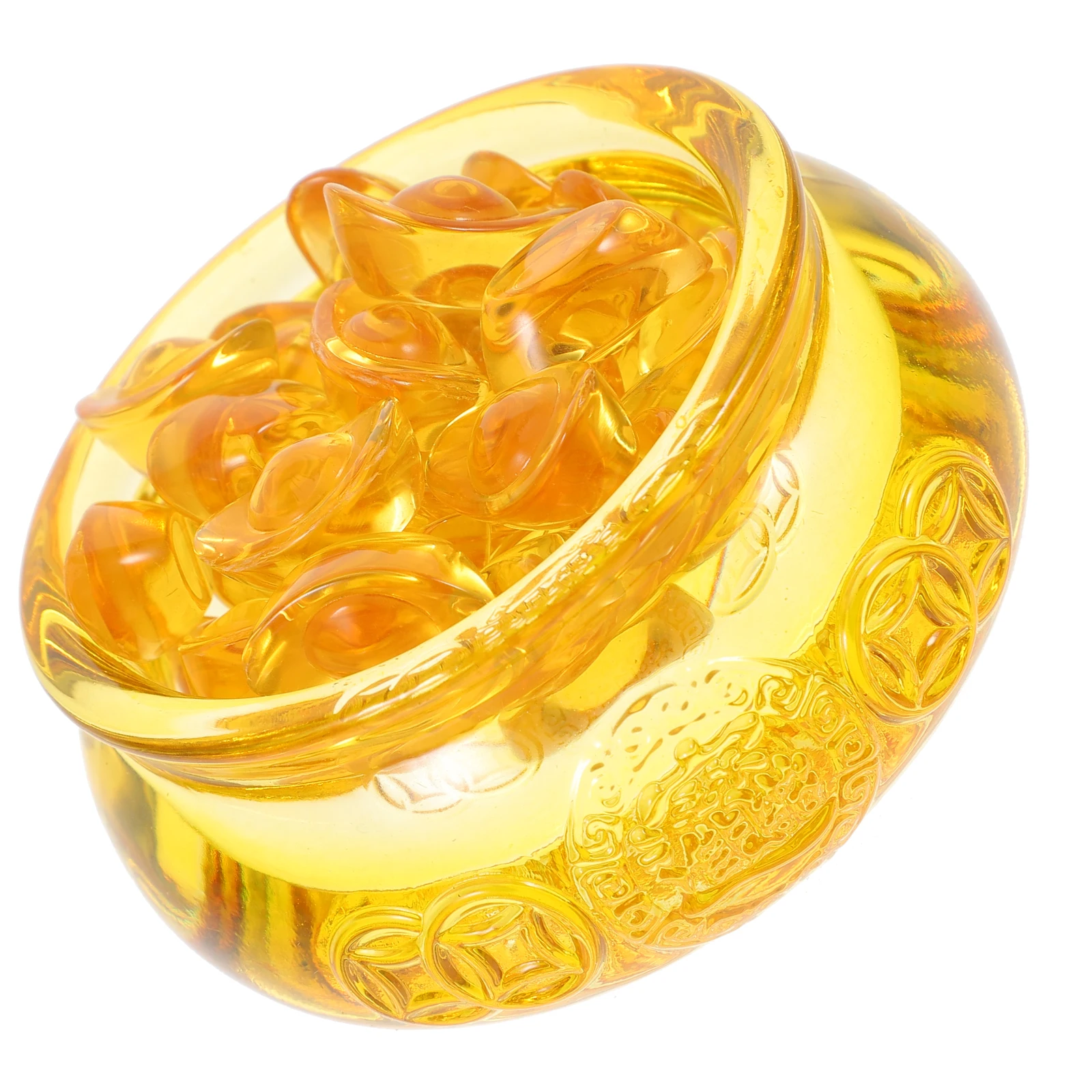 

1Set Small Treasure Basin Ornament Bright Compact Home Desktop Decoration for Office Festival Gift Wealth Bowl Decorative Bowl