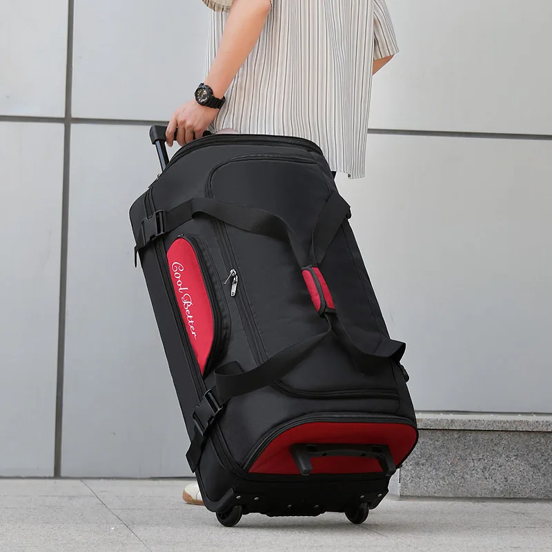 Wheeled Travel Bag Large Outdoor Backpack Waterproof Wear Resistant Luggage Checked Hiking Large Bag Unisex Foldable Suitcase