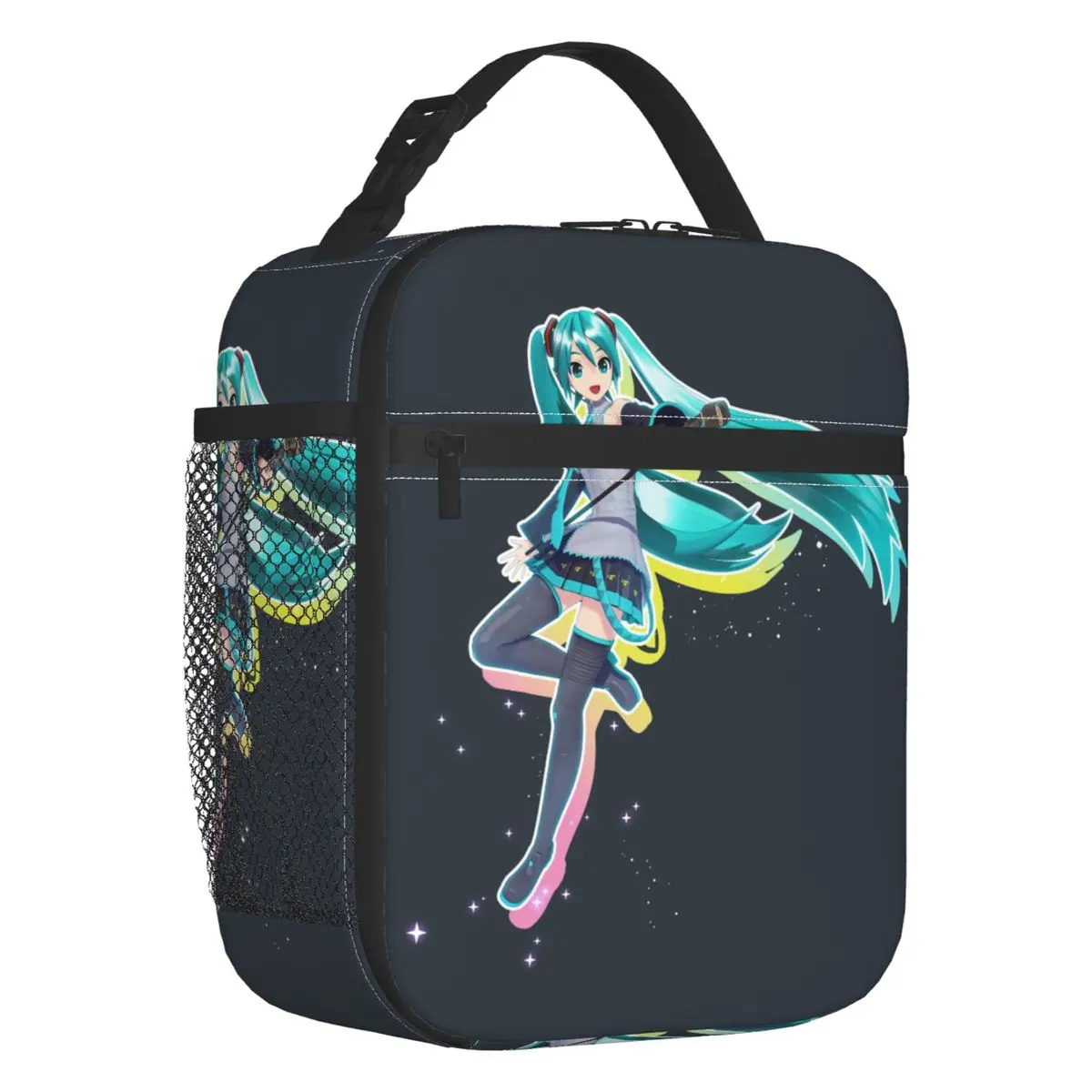 カスタムハツネミク-vocaloid-ロックアニメ断熱ランチバッグ女性男性用再利用可能なクーラーサーマル弁当箱学校用