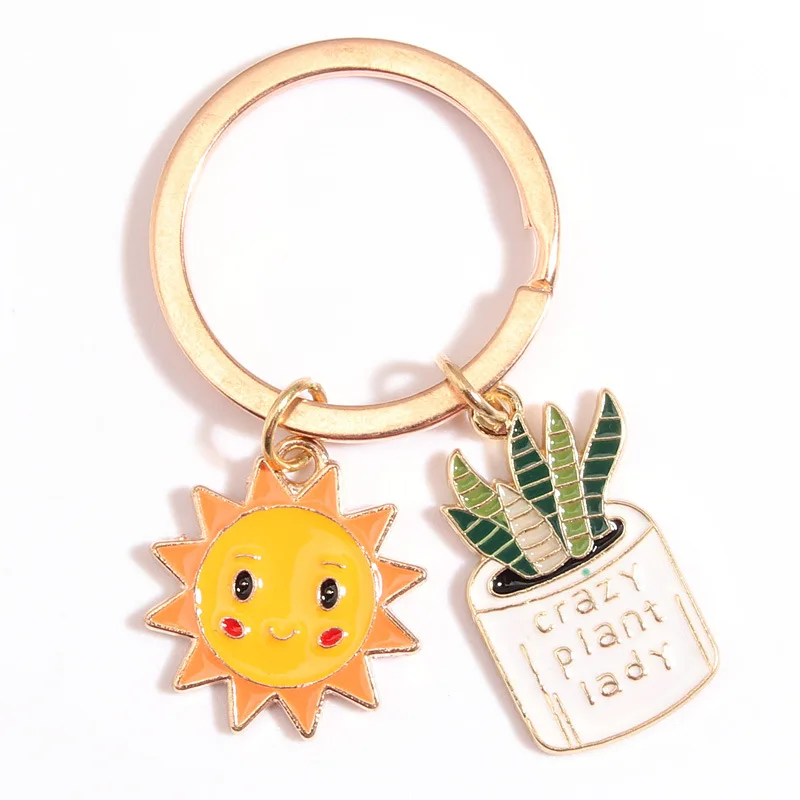 Best-selling spring and summer fresh cartoon cactus potted plant keychain hanging piece schoolbag accessory wholesale