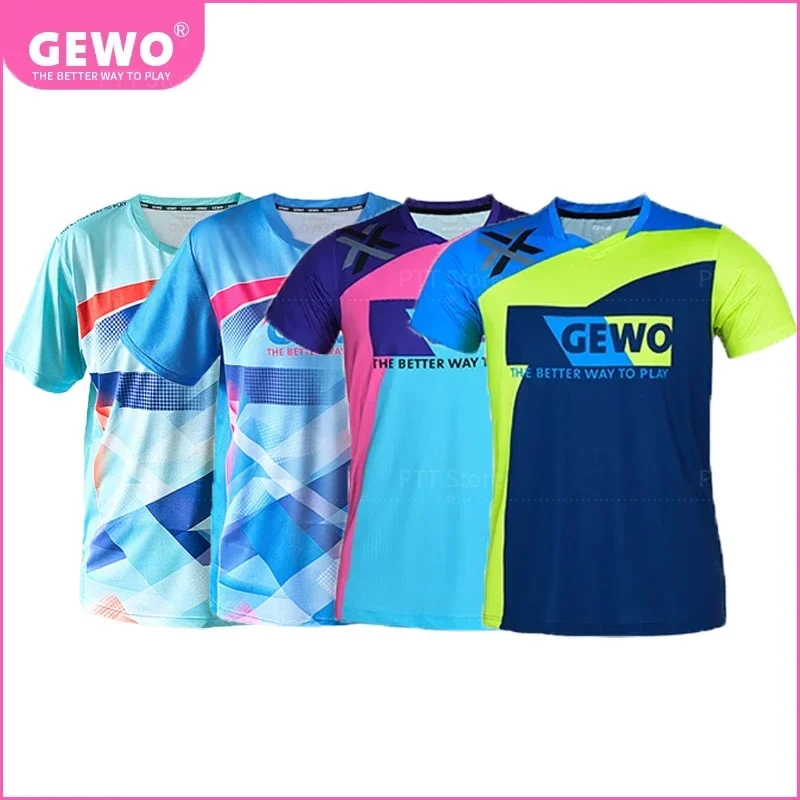 Original GEWO Table Tennis Sport Shirt Cologne Shirt Aruna Quadri Table Tennis Jersey T-shirt for Men Women Ping Pong Clothes