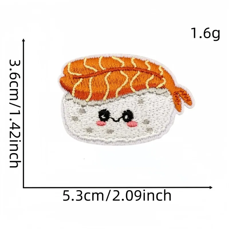 

Cartoon Sushi Embroidery Iron On Patch Cute Salmon Rice Ball Food Patches Stickers for DIY Clothes Hat Coats Jeans Bags Shoe