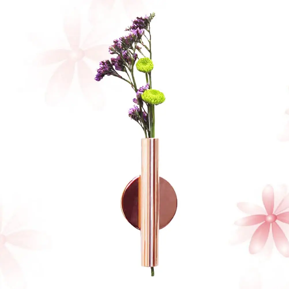 

Metal Vase Tube Dried Flowers Holder Flower Wall Mounted Mini Metal Vase Tube Holder Iron Mini Home Office Decor