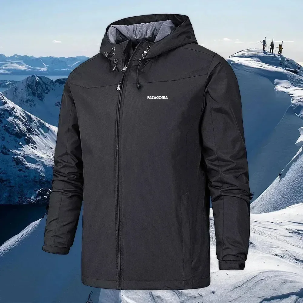 Herren-Jacke mit Reißverschluss und Rückenkragen, lässige leichte Jacke, harte Jacke, Outdoor, Camping, Wandern, Sport, 2024