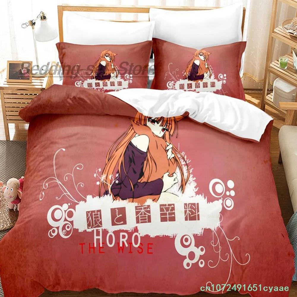 Spice And Wolf Bedding Set Single Twin Full Queen King Size Bed Set Aldult Kid Bedroom Duvetcover Sets 3D Print Anime 2022