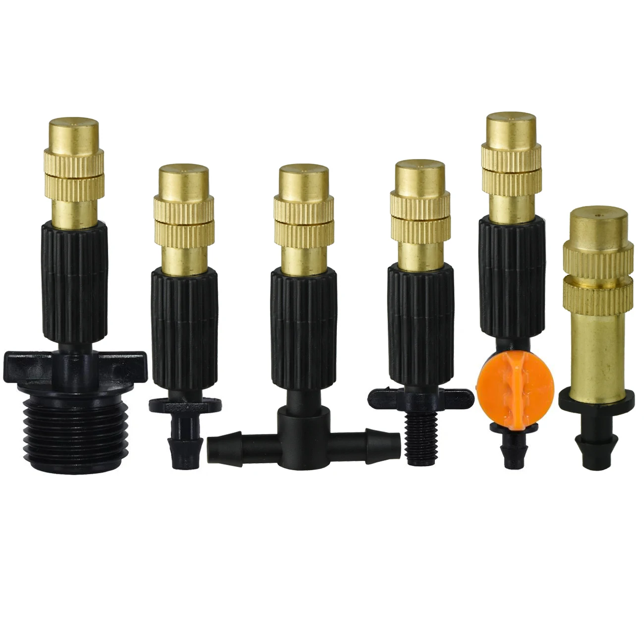 KESLA 10PCS 6 Types Micro Drip Irrigation Misting Brass Nozzle Garden Spray Cooling Sprinkler w/ Connector Watering Plants