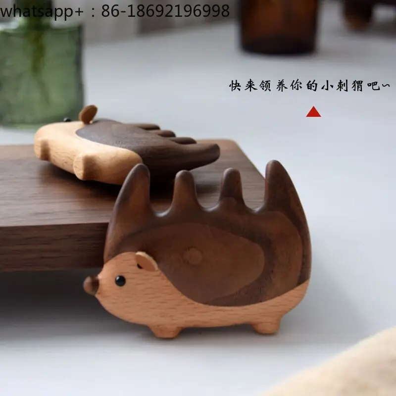 Solid Wood Hedgehog Massage Comb Head Meridian Comb Hair Therapy Massage Scraping Wooden Comb