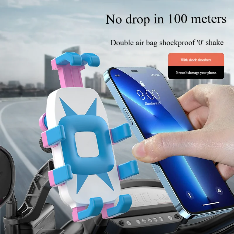 

Shockproof Airbag Motorcycle Phone Holder, 360° Adjustable with Strengthened Clip, Vibration Dampening for E-Bike Bicycle