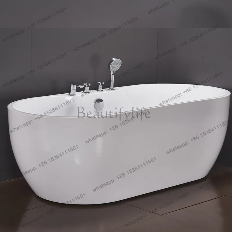 Bathtub acrylic freestanding bathtub deep bubble light luxury hotel B&B double-layer thickened light luxury new B&B leader