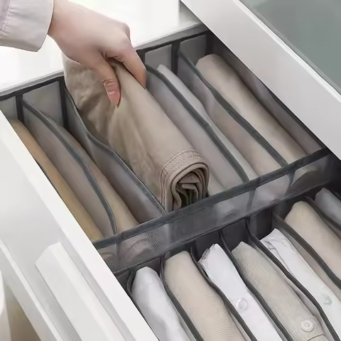 1pc-7-Grid Jeans Storage Box Wardrobe Organizer Clothing Storage Drawer Organizer Cabinet Pants Storage Box