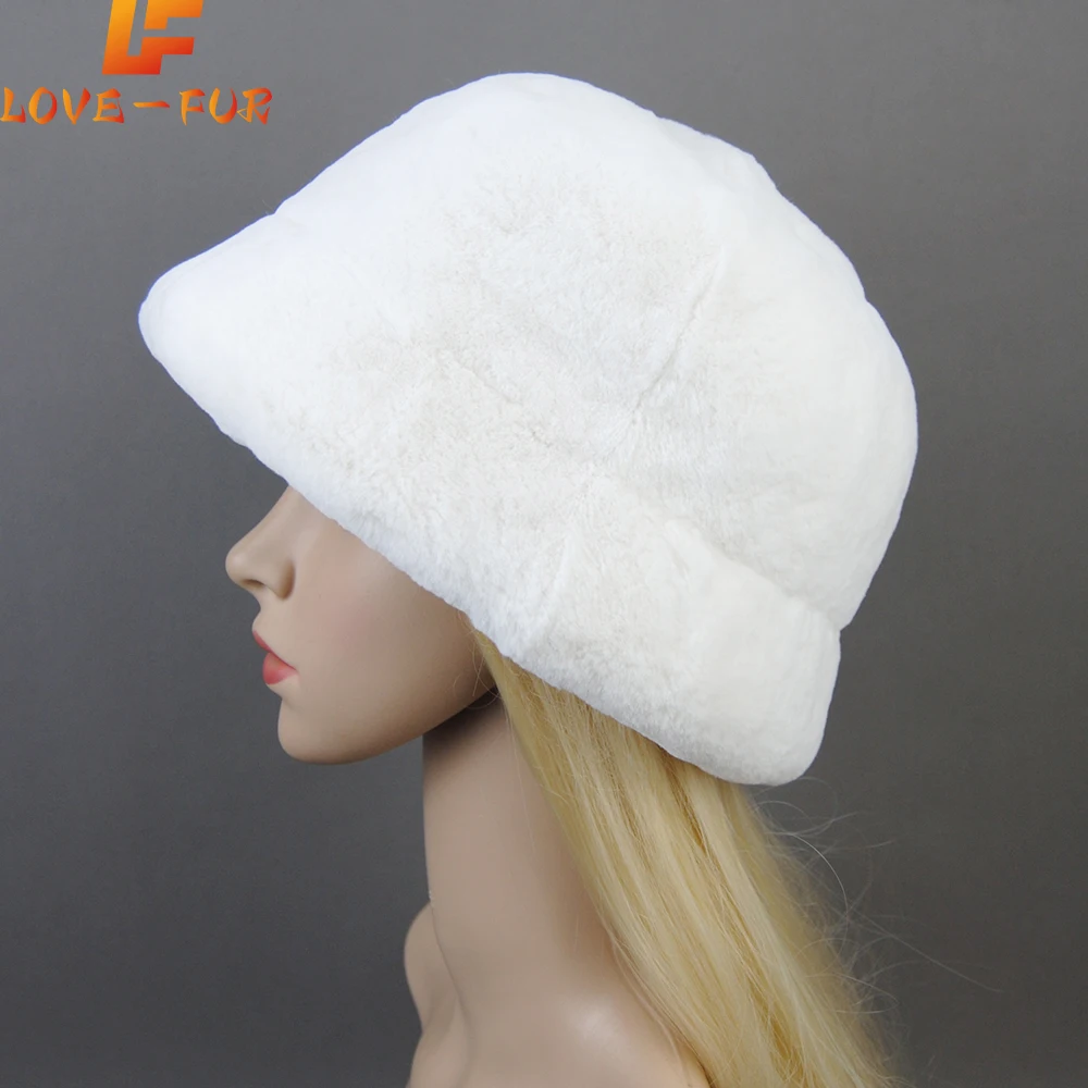 

Winter Russian Outdoor Fur Bomber Hats Luxury Women Natural Real Rex Rabbit Fur Hats Beanies Lady Warm Knitted Genuine Fur Caps