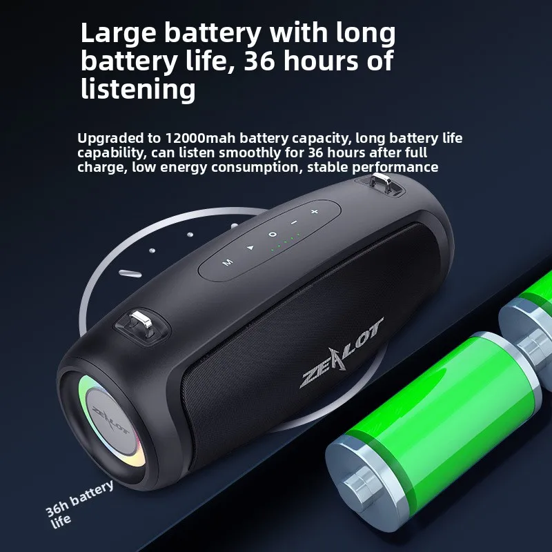 S37L Portable for Bluetooth Speaker RGB High-Power Outdoor Square Dance Heavy Bass for Home Use Memory Card