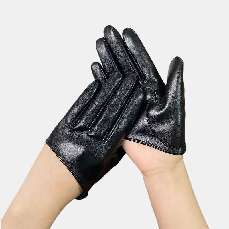 Faux Leather Gloves Fashion Woman Lady Half Palm Gloves Pu Leather Fingerless Dance Stage Performance Personality Gloves