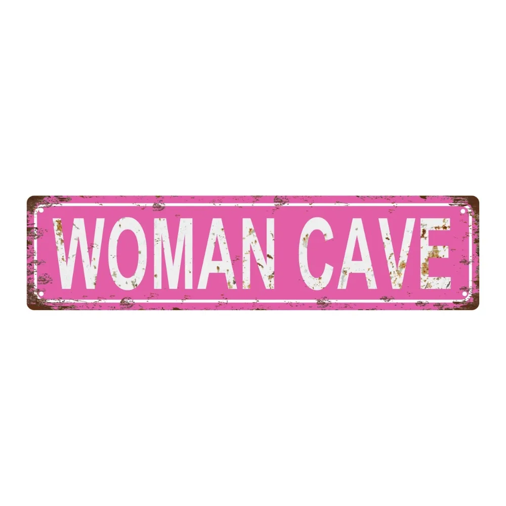 HD-Blechschild, Woman Cave Pink Vintage Metall-Wandkunst, Retro-Heimdekoration