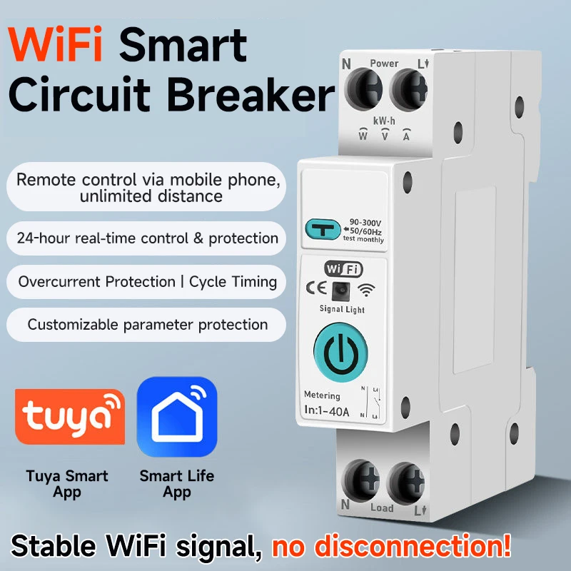 Intelligent circuit breaker Tuya wifi switch circuit breaker remote control timing Zigbee metering switch metering protection