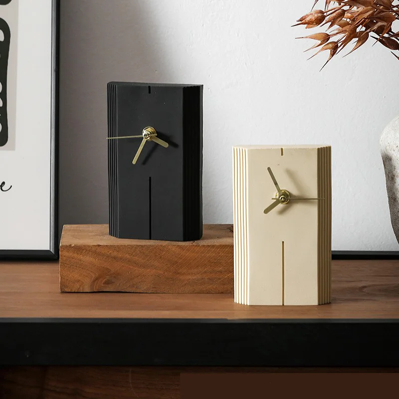 Wabi-sabi Style Table Clock Personalize Modern Brief Creative Mute Art Desk Clock Decorate Office Home Study Living Room Bedroom
