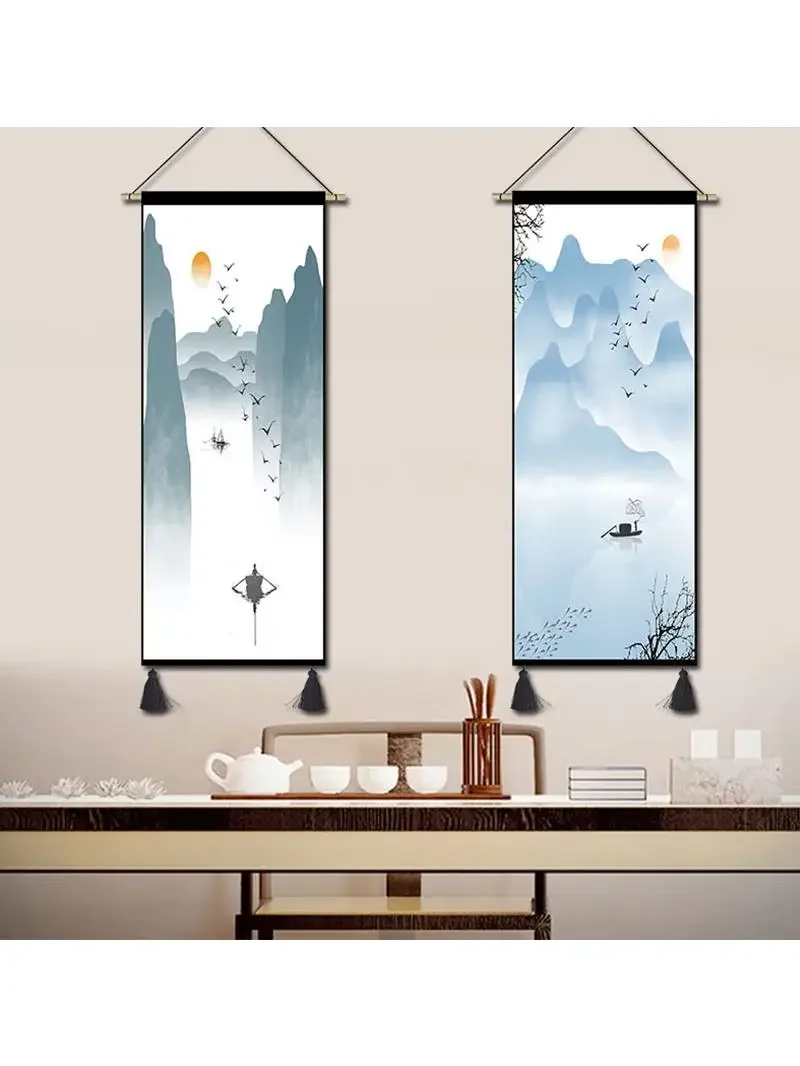 Simple Landscape Canvas Painting Art Entrance Decorative Corridor Hanging Cloth Studio Tea House Chinese Mural Customization